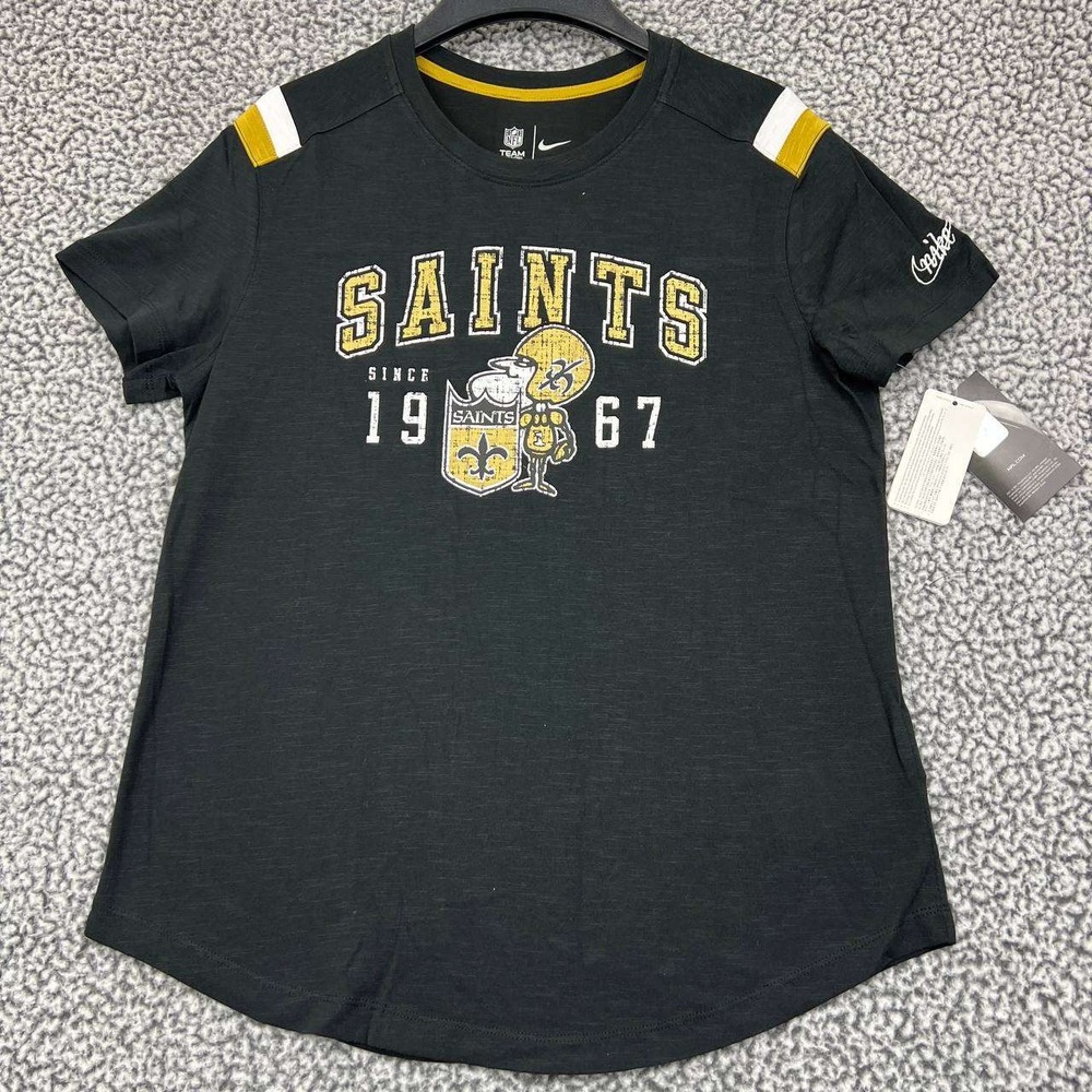New Orleans Saints Shirt Women Medium Black Nike Short Sleeve Crew Neck New M